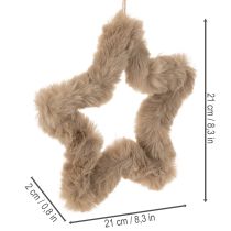 Artikel Hängender Dekostern aus Kunstfell 21 cm in Hellbraun