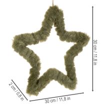 Artikel Stern zum Hängen aus Kunstfell in Grün, 30 cm, 3er-Set