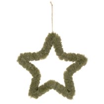 Artikel Stern zum Hängen aus Kunstfell in Grün, 30 cm, 3er-Set