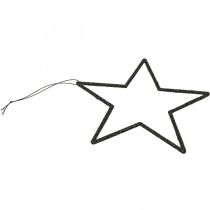 Artikel Weihnachtsstern-Anhänger Schwarz Glitter 17,5 cm 9er-Set Kunststoff
