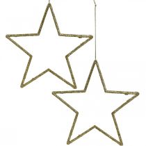 Artikel Weihnachtsdeko Stern Anhänger Golden Glitter 12cm 12St