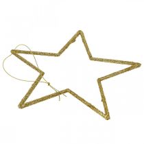 Artikel Weihnachtsstern Anhänger Gold Glitter Kunststoff 17,5 cm 9 Stück
