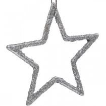 Artikel Weihnachtsdeko Stern Anhänger Silbern Glitter 7,5cm 40St