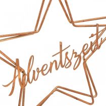 Artikel Sternanhänger aus Metall, 32×30 cm, bronzefarben, mit Jutekordel, Schriftzug Adventszeit