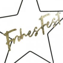 Artikel Sterndekoration Metallstern Frohes Fest Schwarz Gold zum Hängen 41×39,5cm