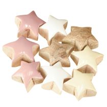 Artikel Streudeko Holzsterne Ø3cm Rosa Weiss Gelb 9 Stück