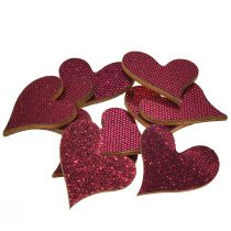 Artikel Streudeko Herzen aus Holz 3-5cm Lila Glitter 48 Stück