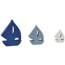 Artikel Streudeko Holz Segelboot Blau Weiss Hellblau 2cm–6cm 24 Stück