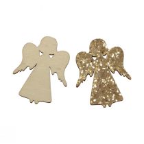 Artikel Streudeko Weihnachten Holz Engel Gold Glitter 5x3,5cm 48St