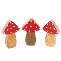 Artikel Pilz-Deko aus Holz 6 cm rot-weiss gepunktet 8 Stück