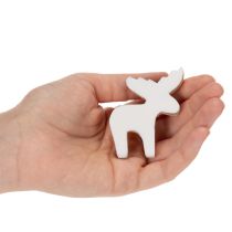 Artikel Elch Holzfigur stehend 6cm weiss natur im 8er Set für weihnachtliche Dekoration