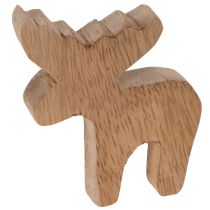 Artikel Elch Holzfigur stehend 6cm weiss natur im 8er Set für weihnachtliche Dekoration