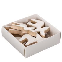 Artikel Elch Holzfigur stehend 6cm weiss natur im 8er Set für weihnachtliche Dekoration
