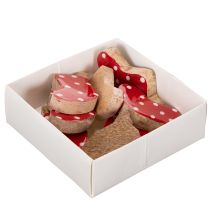Artikel Socken aus Holz rot mit weissen Punkten 6cm 8er-Set Tischdekoration Weihnachten