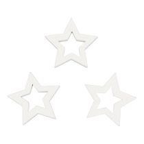 Streudeko Weihnachten Sterne Weiß Holzsterne Ø4cm 54St