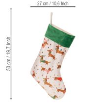 Artikel Weihnachtssocke aus Stoff mit Dackel-Motiv 50 cm grün-weiss