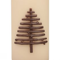 Artikel Weihnachtskerze Beige Tannenbaum Design 150/70mm 63h RAL