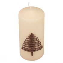 Artikel Weihnachtskerze Beige Tannenbaum Design 150/70mm 63h RAL