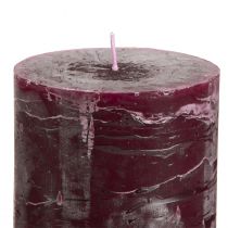 Artikel Stumpenkerzen aus durchgefärbtem Wachs 70x100 mm Burgundrot, 4er Set, rustikale Oberfläche