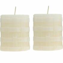 Stumpenkerzen Weiß Rustic 80/65 Set 2 Stück Sicher Vintage Dekoration