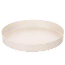 Artikel Rundes Tablett aus Metall 20 cm Taupe für Dekoration und Aufbewahrung