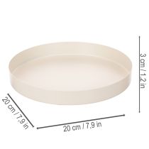 Artikel Rundes Tablett aus Metall 20 cm Taupe für Dekoration und Aufbewahrung