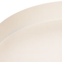 Artikel Rundes Tablett aus Metall 20 cm Taupe für Dekoration und Aufbewahrung