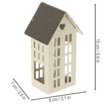 Artikel Lichthaus Set Metall Grau drei Häuser mit Tablett 35 cm