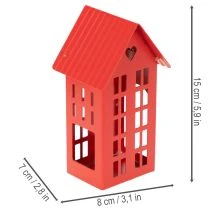 Artikel Metall-Windlicht-Set Häuser Rot mit Tablett 35cm