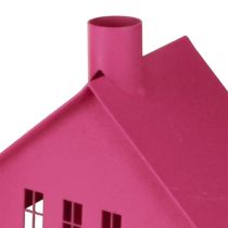 Artikel Kerzenhalter aus Metall 3-teilig Rosa Häuschen mit Tablett 15 cm