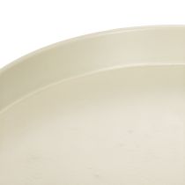 Artikel Metall Tablett mit Standfuss 20 cm Beige-Grau für Kerzen und Deko