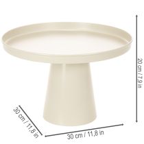 Artikel Dekotablett Metall rund Creme 30 cm mit Fuss