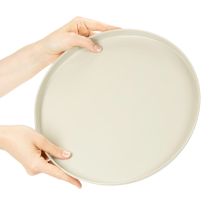 Artikel Dekotablett rund Metall 30 cm beige für Wohn- und Pflanzendekoration