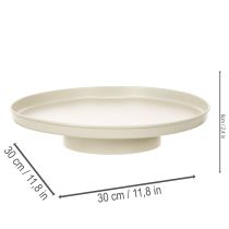Artikel Dekotablett rund Metall 30 cm beige für Wohn- und Pflanzendekoration
