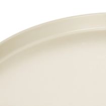 Artikel Dekotablett rund Metall 30 cm beige für Wohn- und Pflanzendekoration