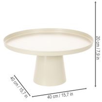 Artikel Dekoteller Metall rund beige 40 cm Durchmesser 20 cm hoher Fuss