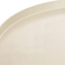 Artikel Dekoteller Metall rund beige 40 cm Durchmesser 20 cm hoher Fuss