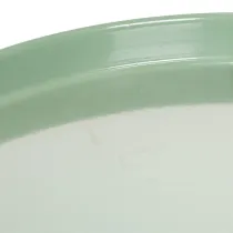 Artikel Dekoteller aus Metall rund grün 30 cm mit Fuss für Tischdeko