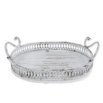 Artikel Tablett mit Griffen oval 23cm x 17,5cm H7,5cm Weiß