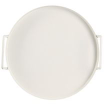 Artikel Rundes Metalltablett Weiss mit Griffen 30 cm für Dekorationsideen