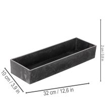 Artikel Rechteckige Dekoschale mit Griffen 32 cm aus Kunststoff in Anthrazit