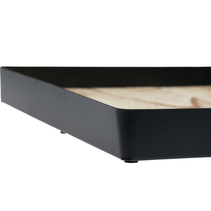 Artikel Deko-Tablett Metall-Holz quadratisch 25,5×25,5×4cm Natur Schwarz