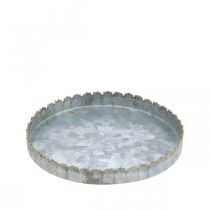 Metalltablett rund, Kerzenteller, Tischdeko Silbern/Golden Ø15cm H2cm