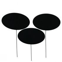 Artikel Deko Tafel Schwarz Oval Kreidetafel Holzstecker 10×6cm 12 Stk