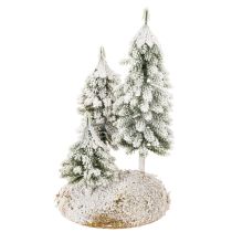 Artikel Schneetannen 29cm mit Moosunterlage für Tisch- und Weihnachtsdekoration