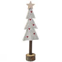 Artikel Tannenbaum aus Filz mit Herz- und Sternmotiv, Beige-Rot, H 21 cm, 4 Stück