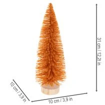 Artikel Künstlicher Tannenbaum 31 cm aus Kunststoff und Holz in Grün, Rot und Orange im 3er-Set