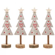 Artikel Tannenbaum Dekoration aus Filz Grau Rot mit Herzen 28cm 4 Stück