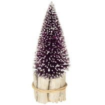 Artikel Deko-Tannenbaum in Lila mit Schneespitze auf rustikalem Holzfuß 15cm 3St.