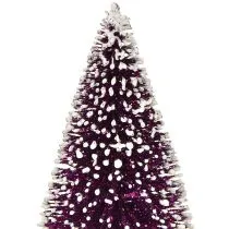 Artikel Dekorativer Tannenbaum aus Kunststoff in Lila mit Schneespitze auf Holzfuss 15 cm 3er-Set